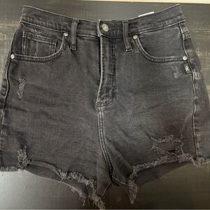 Silver Jeans Black Frayed Denim Shorts